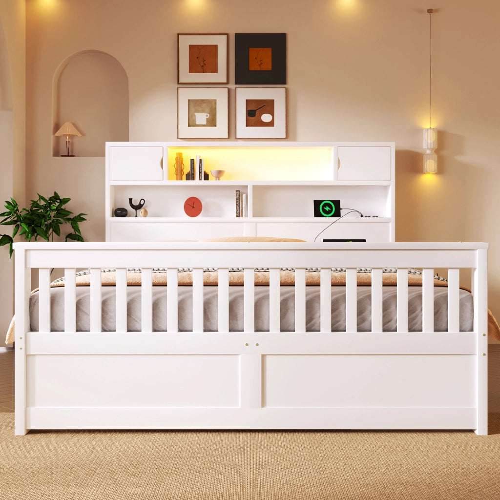 LETTO con 4 cassetti 160x200 cm bianco in MDF e compensato