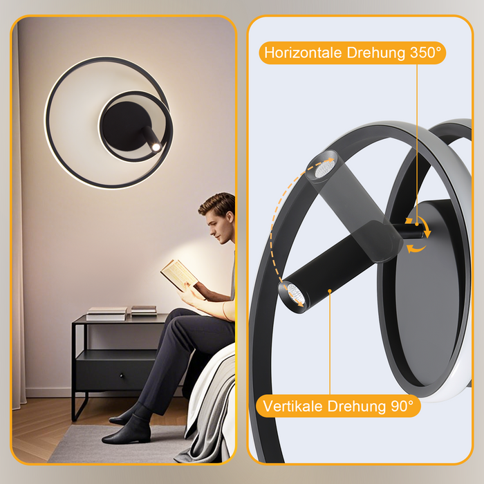 ZMH Lampada da soffitto plafoniera LED dimmerabile 40cm 37W nera telecomando per cucina