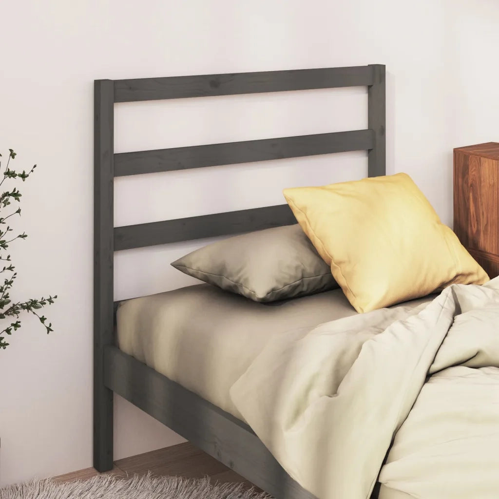 Testiera per Letto Grigia 95x4x100 cm in Legno Massello di Pino 822234