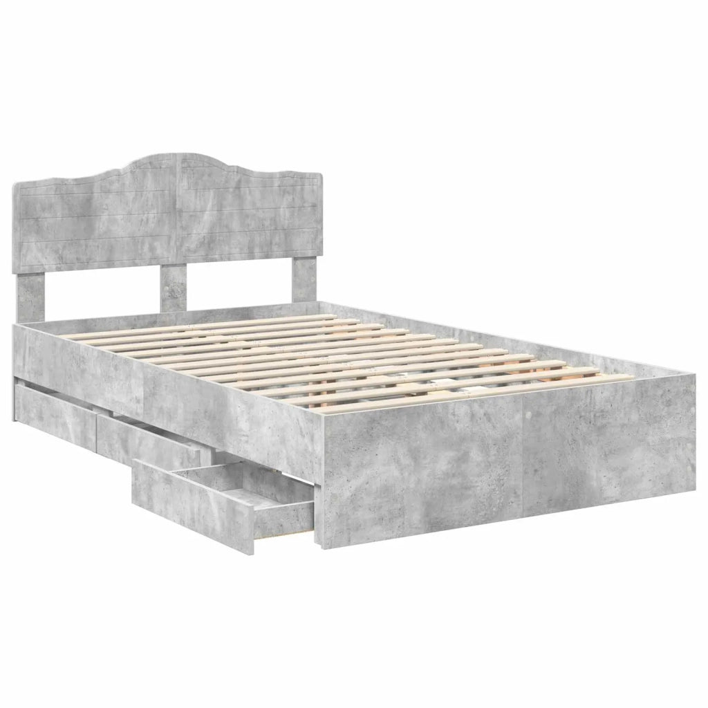 Struttura del letto con cassetto Grigio cemento 135 x 190 cm 3413015