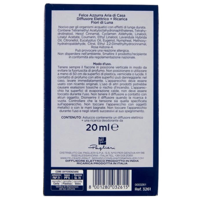 FELCE AZZURRA DIFFUSORE ELETTRICO LUMINOSO 20 ML FIORI DI LUNA OKY