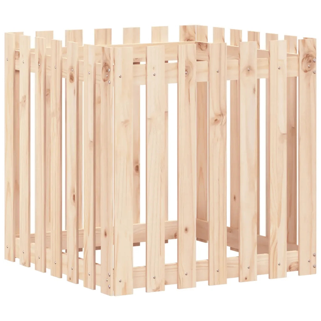 Fioriera Giardino Design a Recinzione 70x70x70 cm Massello Pino 832462