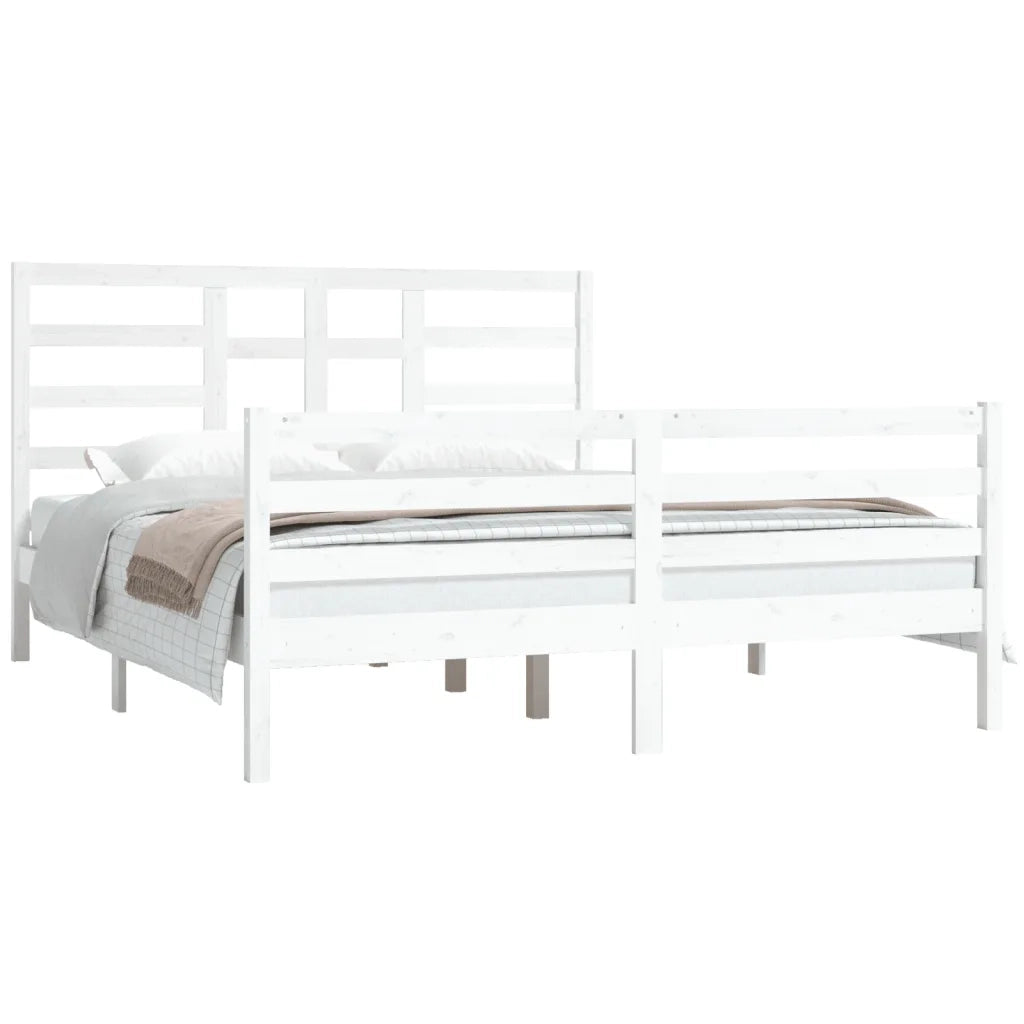 Giroletto-Struttura Letto Bianco in Legno Massello 160x200 cm 556291