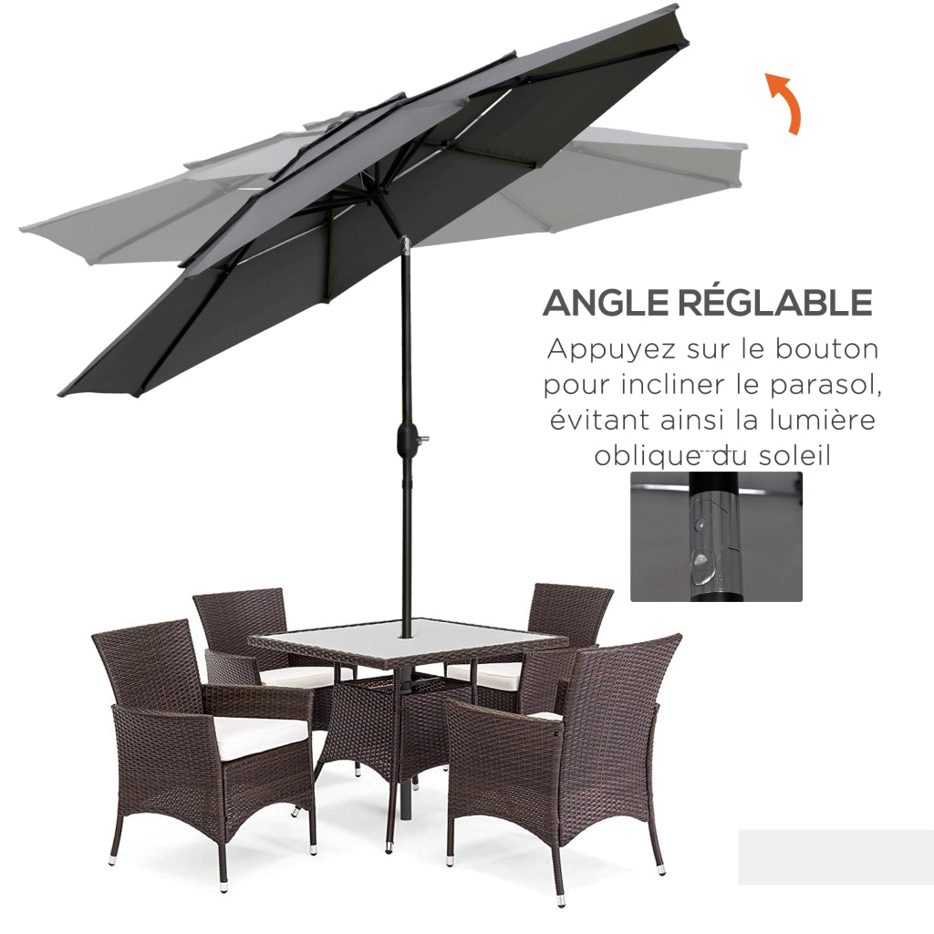 Ombrellone da giardino inclinabile ? 2,85 m ¨C Zephmum ¨C Grigio 180 g/m2