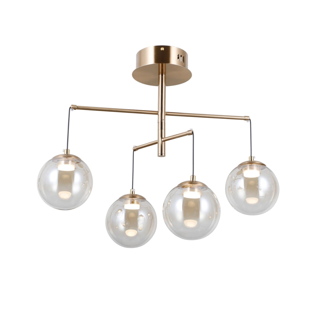 Lampada a sospensione VELADA oro vetro ambra LED 20W Italux