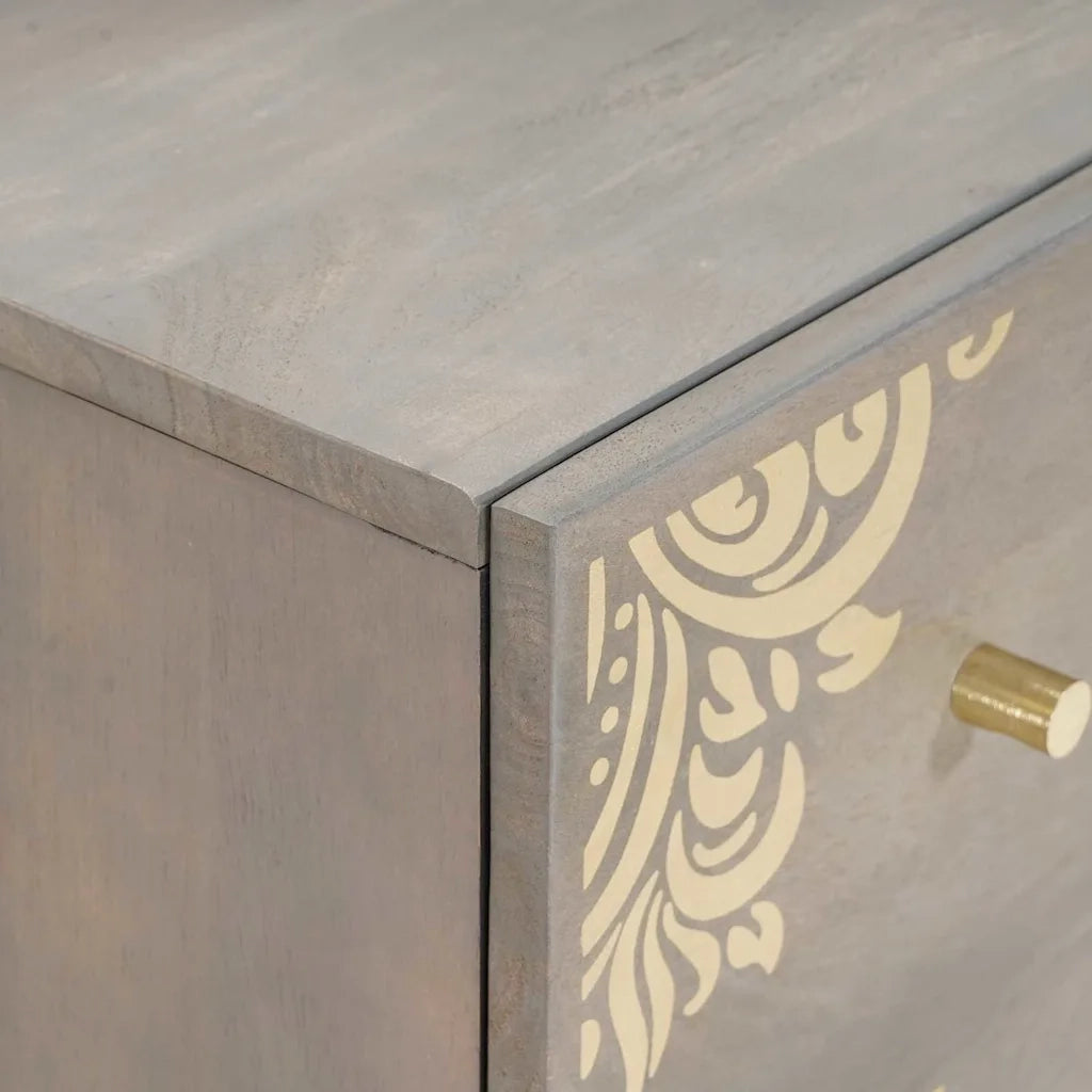 Set di Armadi da Bagno 2 pcs Grigio Legno di mango massello