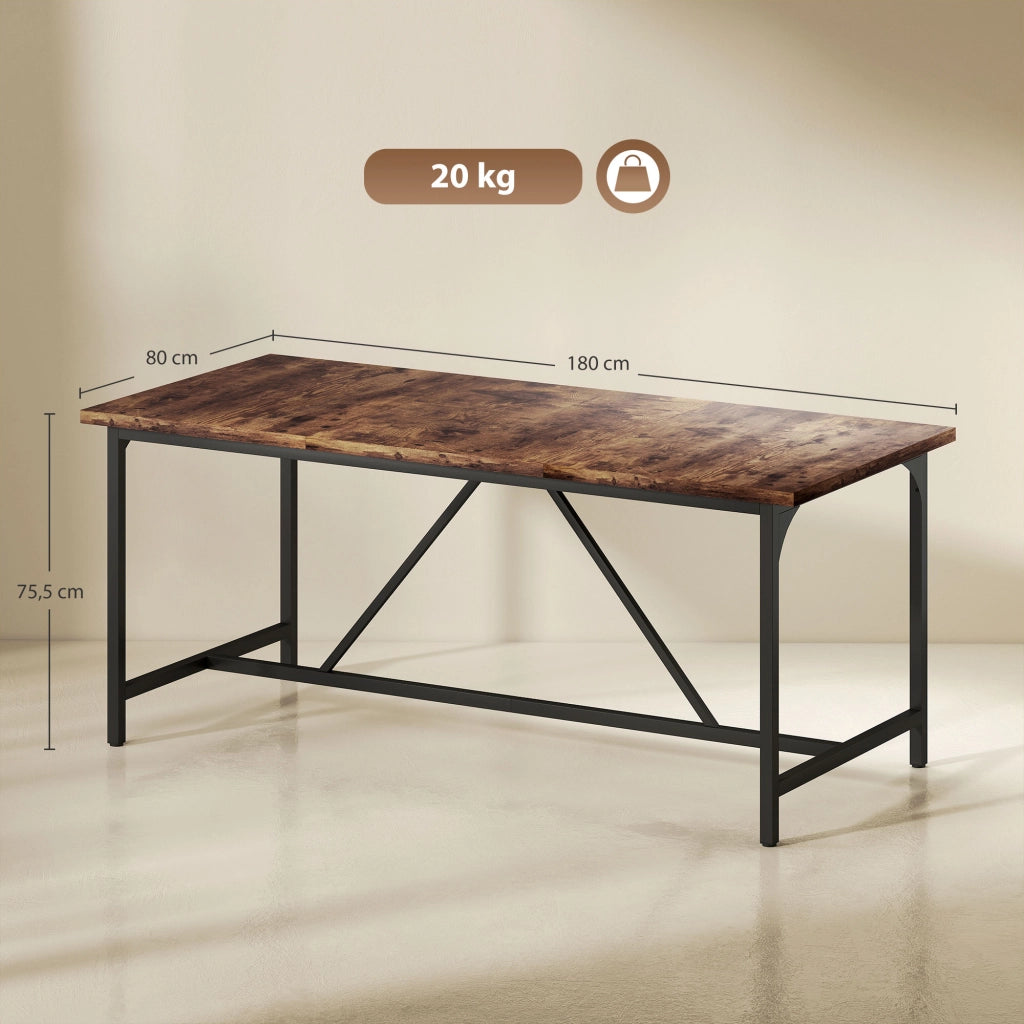 Tavolo da pranzo rettangolare allungabile 6-8 persone ¨C Xylo ¨C Legno effetto noce gambe metallo 180x80x75,5cm