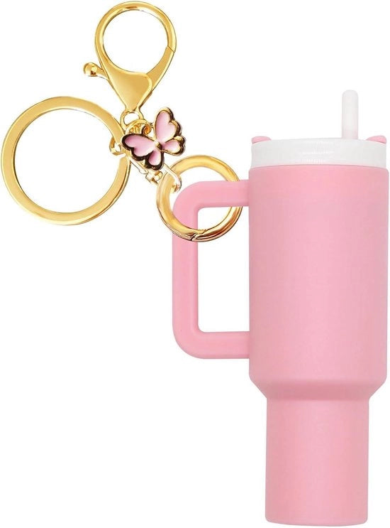 Mini Porta Chiavi Stanley Cup - Accessori per Bicchieri Kawaii con Hanger Farfalla, Rosa