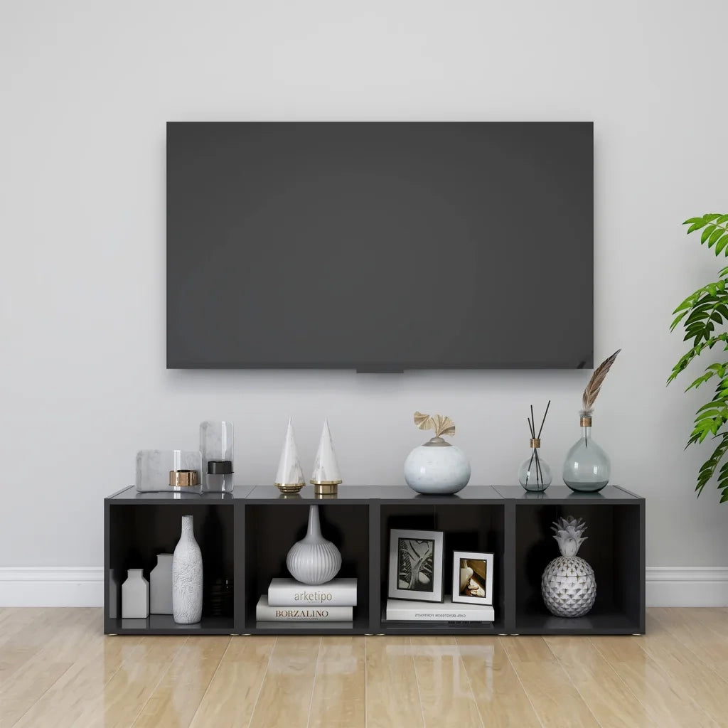 Mobili Porta TV 4 pz Grigi 37x35x37 cm in Legno Multistrato 805506