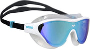 Goggles per Nuoto con Lente a Specchio Blu Bianco per Uomini e Donne