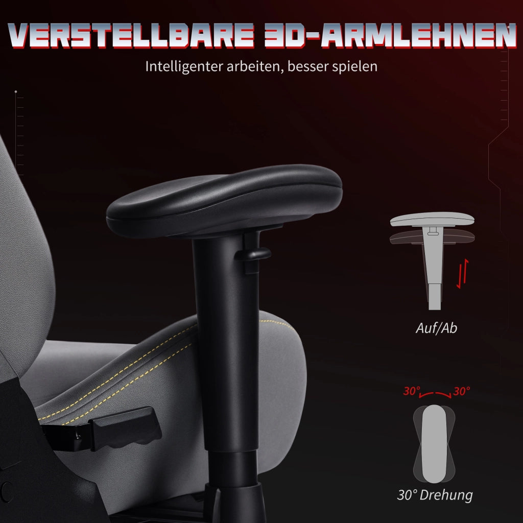 Sedia da gaming ergonomica con braccioli 3D e supporto lombare regolabile ¨C zephmum ¨C Grigio