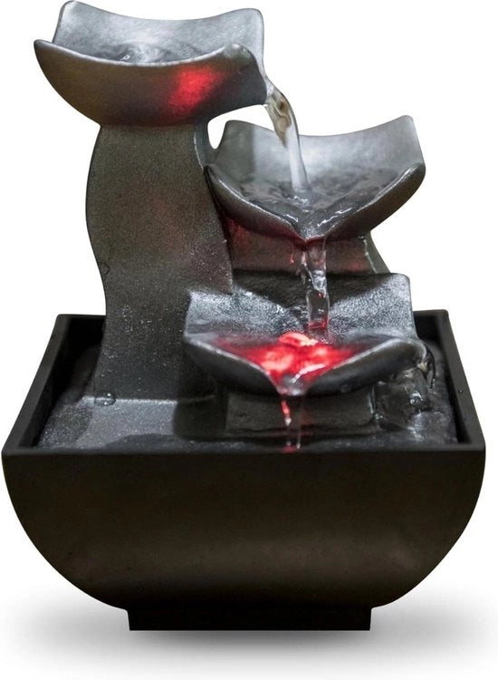 Fontana Zen Relaxante con Luce LED - Decorazione per Soggiorno Camera da Letto Ufficio - Meditazione e Rilassamento - Fontana con Circuito Chiuso - Altezza 18 cm