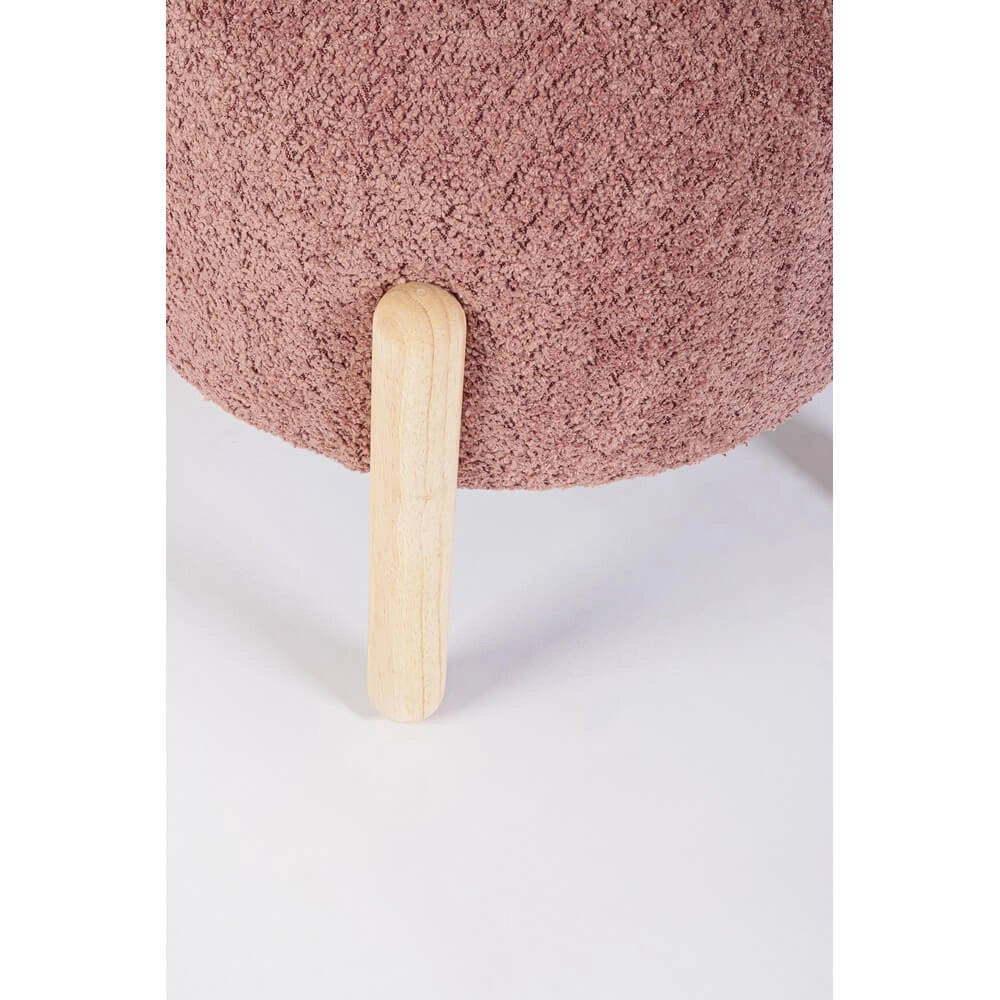 Sgabello imbottito in tessuto bouclé con gambe in legno - SIENNA
