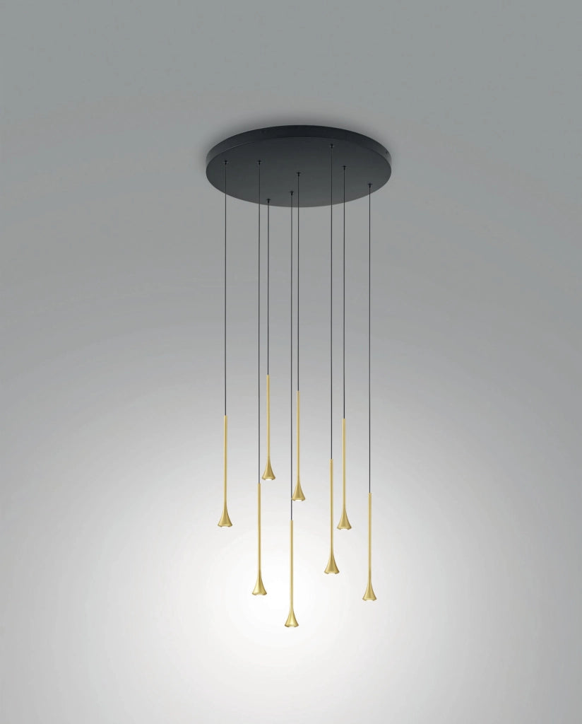 Lampada a Sospensione Susa Ø500mm LED 40W 3540lm 3000K Dimmerabile in metallo Nero e Ottone - Struttura Elegante IP20 Classe 1
