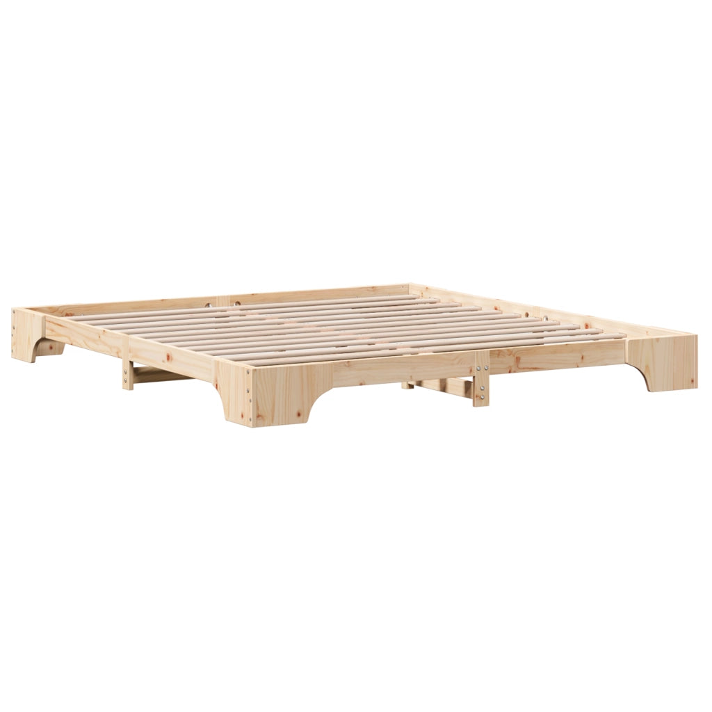 Struttura Letto Naturale Legno Massello di Pino 200 x 200 cm