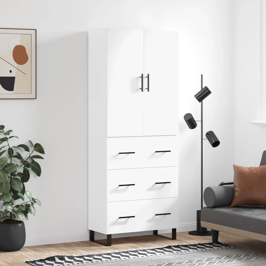 Credenza | Madia | Buffet da pranzo | Armadio da pranzo Bianca 69,5x34x180 cm in Legno Multistrato