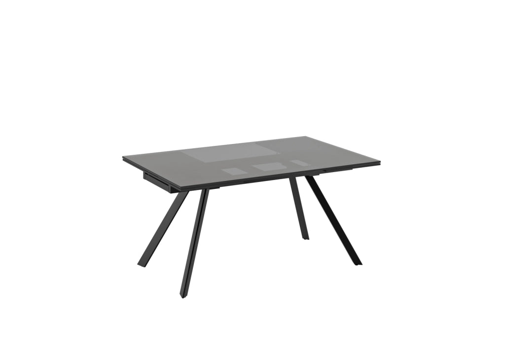 Tavolo Allungabile Smokey con Top in Vetro Temperato Nero Fumè, Struttura in Metallo, Design Moderno 160/240 cm - Smokey Collection