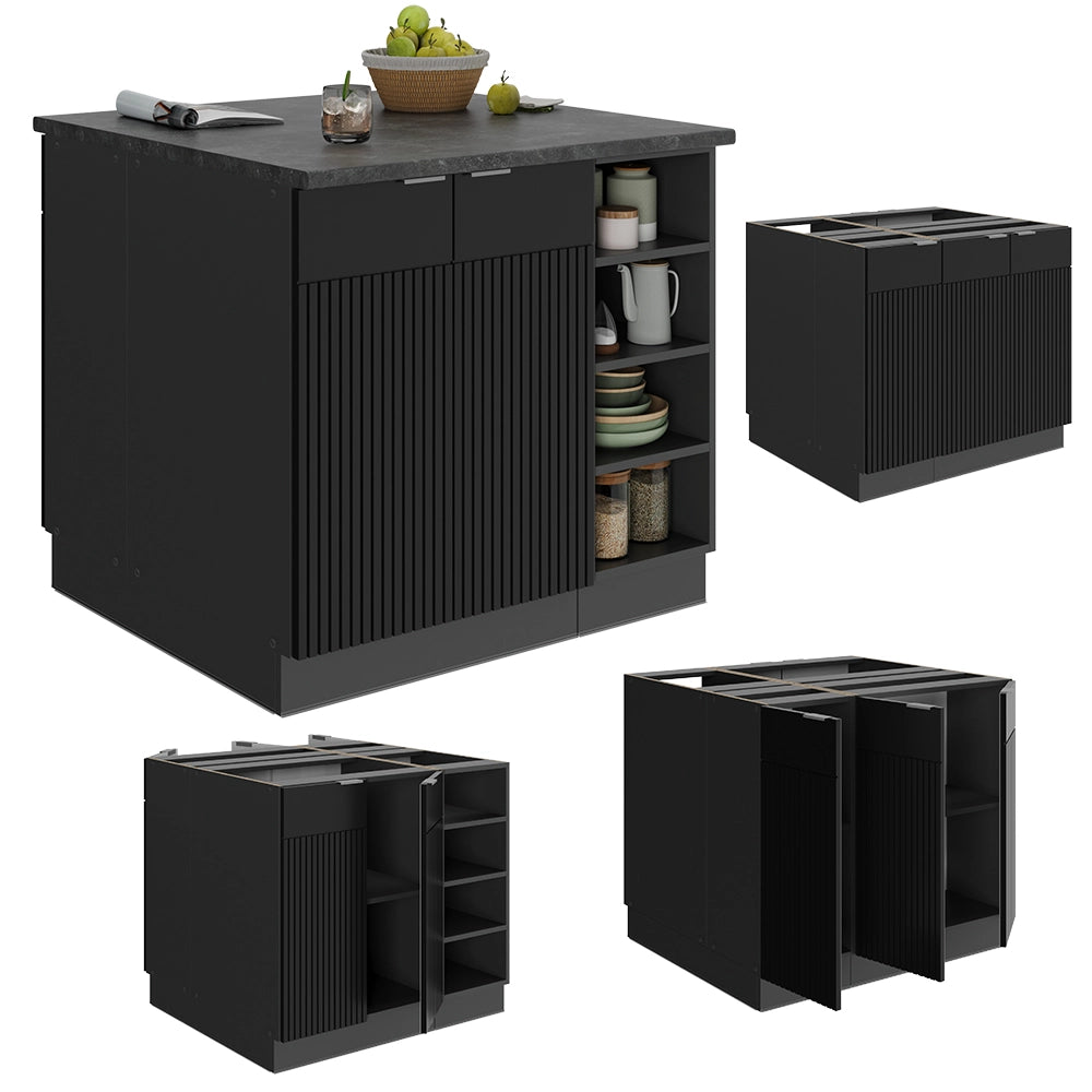 Isola cucina Fame-Line Nero rigato/Antracite 90 cm senza piano di lavoro Vicco