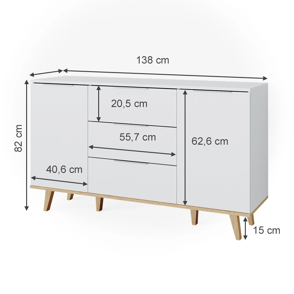 Vicco Cassettiera per camera da letto Bianco 40 x 82 cm