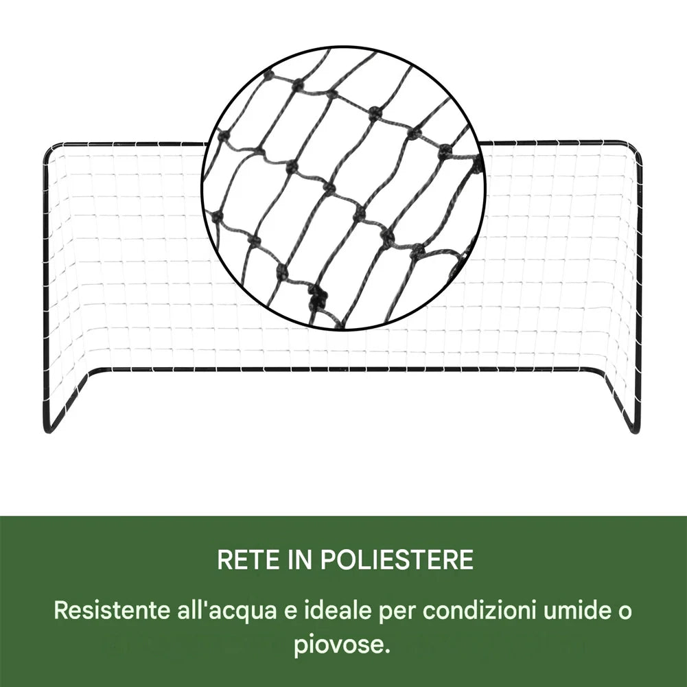 Porta da Calcio 182x122x61 cm Allenamento Football con Picchetti in Metallo Nero