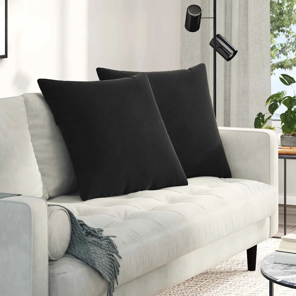 Cuscini da Divano 2 pz-Set di 2 Cuscini per Sofa Nero 60 x 60 cm Tessuto in Cords