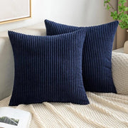Coperte per cuscini di corduroy a strisce morbide 40 x 40 cm set da 2 blu marino per la casa sul divano o nella camera da letto