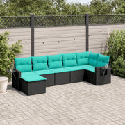 Set Divani da Giardino 7 pz con Cuscini Nero in Polyrattan 3220476