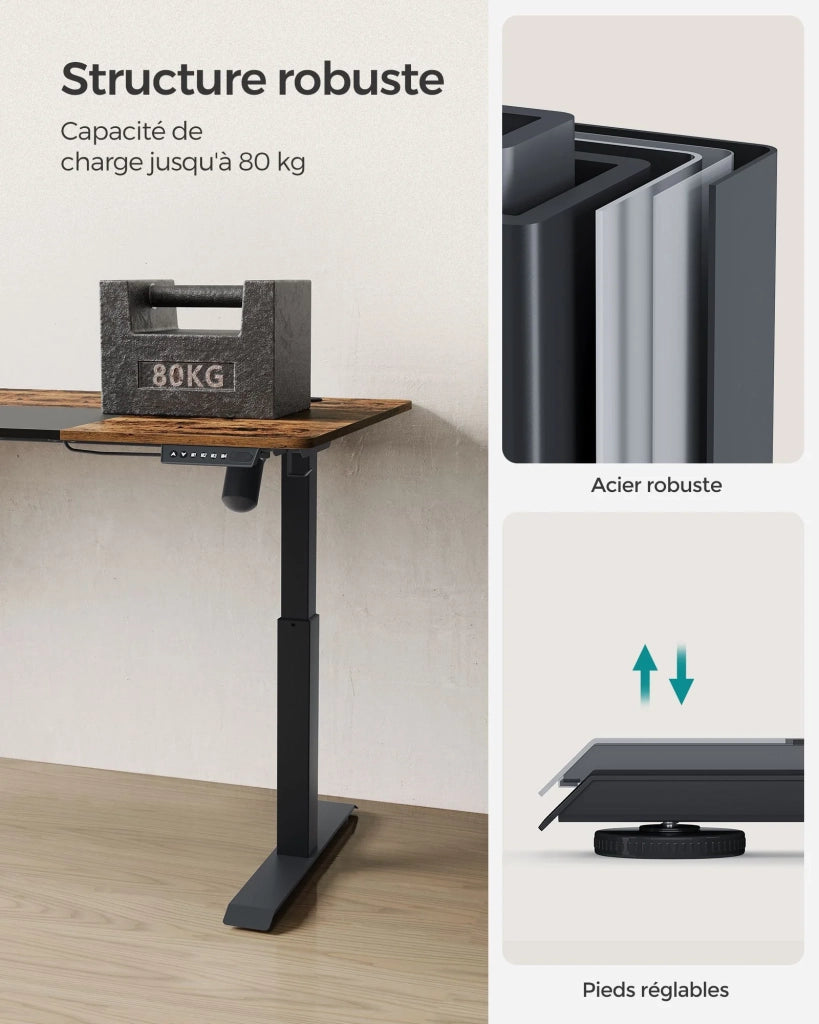 Scrivania elettrica sit-stand 70 x 160 cm tavolo regolabile in altezza con funzione memory 4 posizioni di altezza tasca portaoggetti struttura in acciaio piano spesso 12_0004551