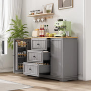 Credenza 126x40x86 cm con 3 cassetti e ante; MDF grigio