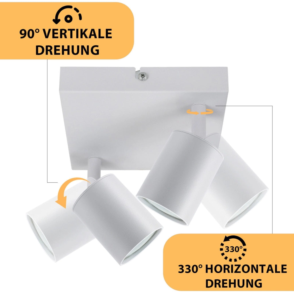 ZMH Faretto da soffitto 2 fiamme GU10 lampada da soffitto moderna parete orientabile 330° soggiorno
