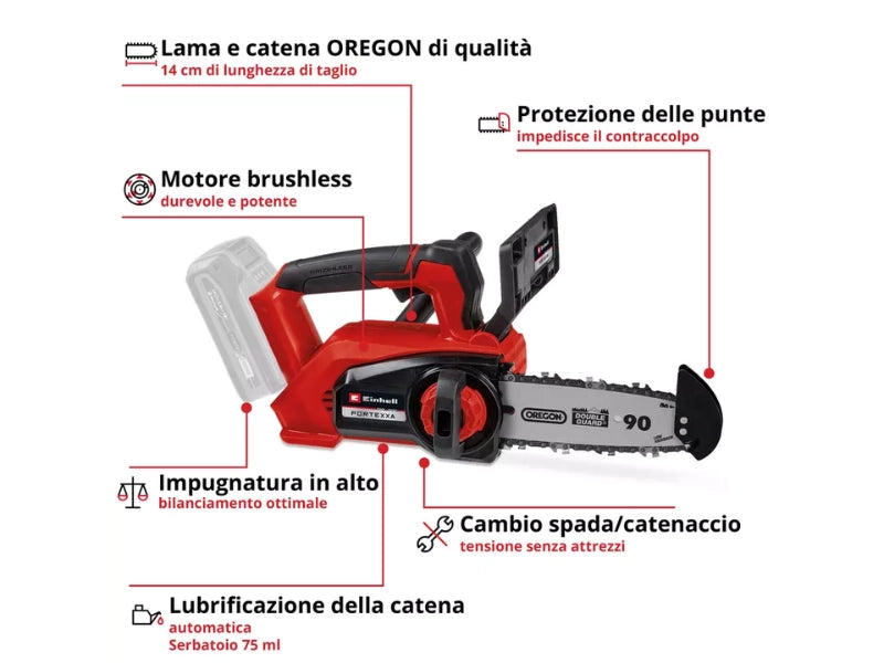 Motosega da potatura Einhell FORTEXXA 18/20 TH - Solo senza batteria e carica