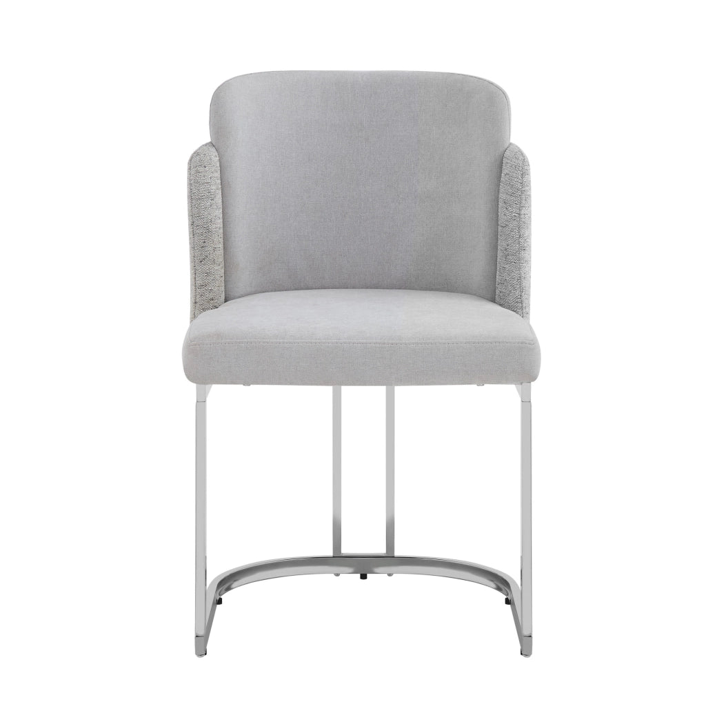 Set di 6 sedie da pranzo 61.5x53.5x86.0 cm con doppio schienale in chenille grigio e argento
