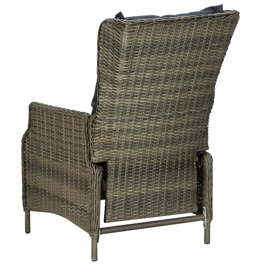 Set da Pranzo da Giardino 9 pz con Cuscini in Polyrattan Marrone 3060146