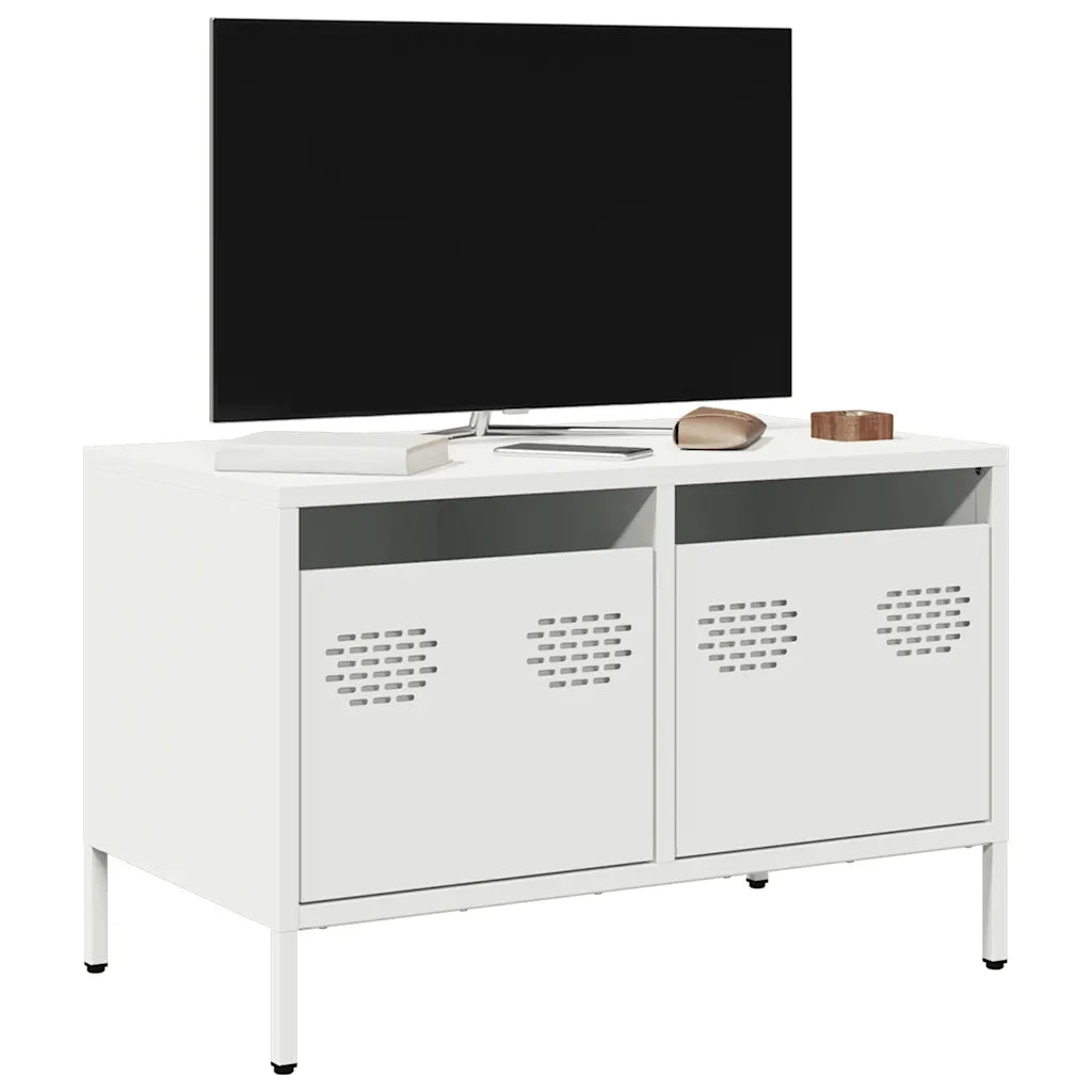 Mobile TV Bianco 68x39x43,5 cm in Acciaio Laminato a Freddo 851237