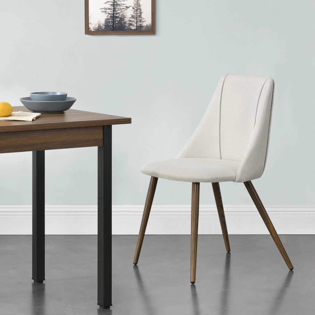 Set Danzig di 2 Sedie Imbottite da Sala Pranzo con Gambe in Metallo - Beige [en.casa]