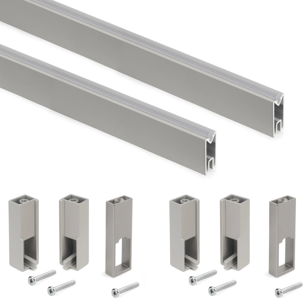 Emuca Kit tubo per armadio Luxe, 1,15 m, Color grigio pietra, Alluminio e Tecnoplastica, 1 kit
