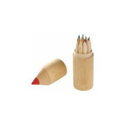 Trade Shop - Astuccio In Legno Con 12 Pastelli Colorati Portapastelli A Forma Di Matita -