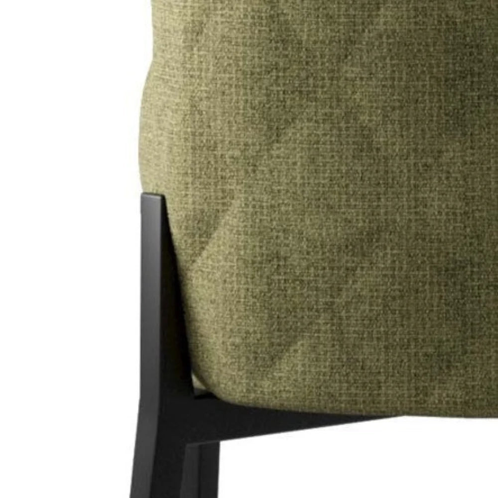 Set di 4 sedie da pranzo imbottite in tessuto verde Charm con struttura in metallo facili da pulire | Duzzle