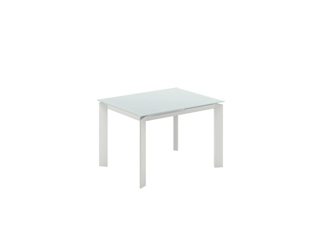 Tavolo Allungabile Frame OM/486/XW con Top in Vetro Extrawhite e Gambe in Metallo Bianco Opaco - 120/170x80x75 cm - Stones
