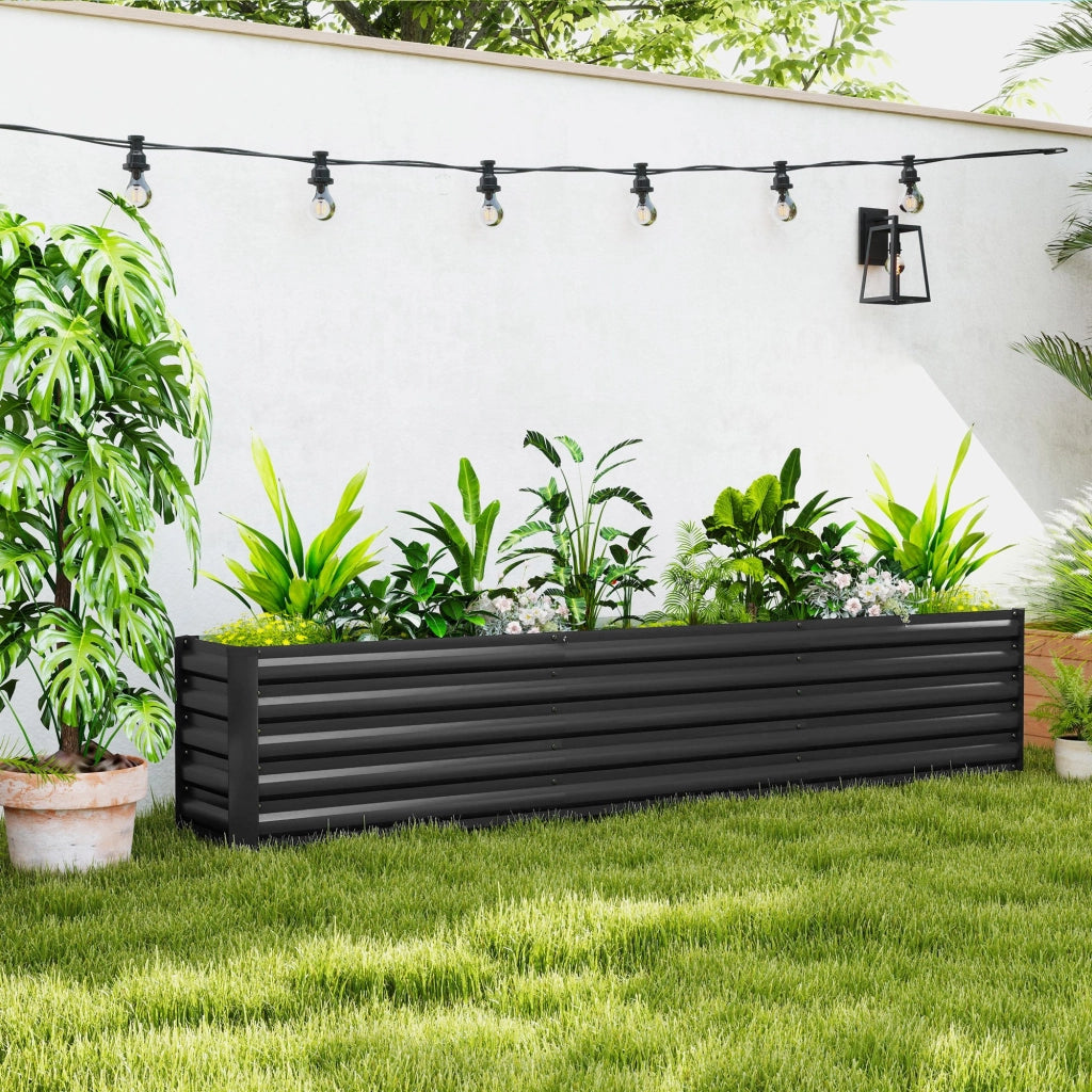 Vaso da giardino rialzato ¨C zephmum ¨C 240x40x45 cm grigio scuro