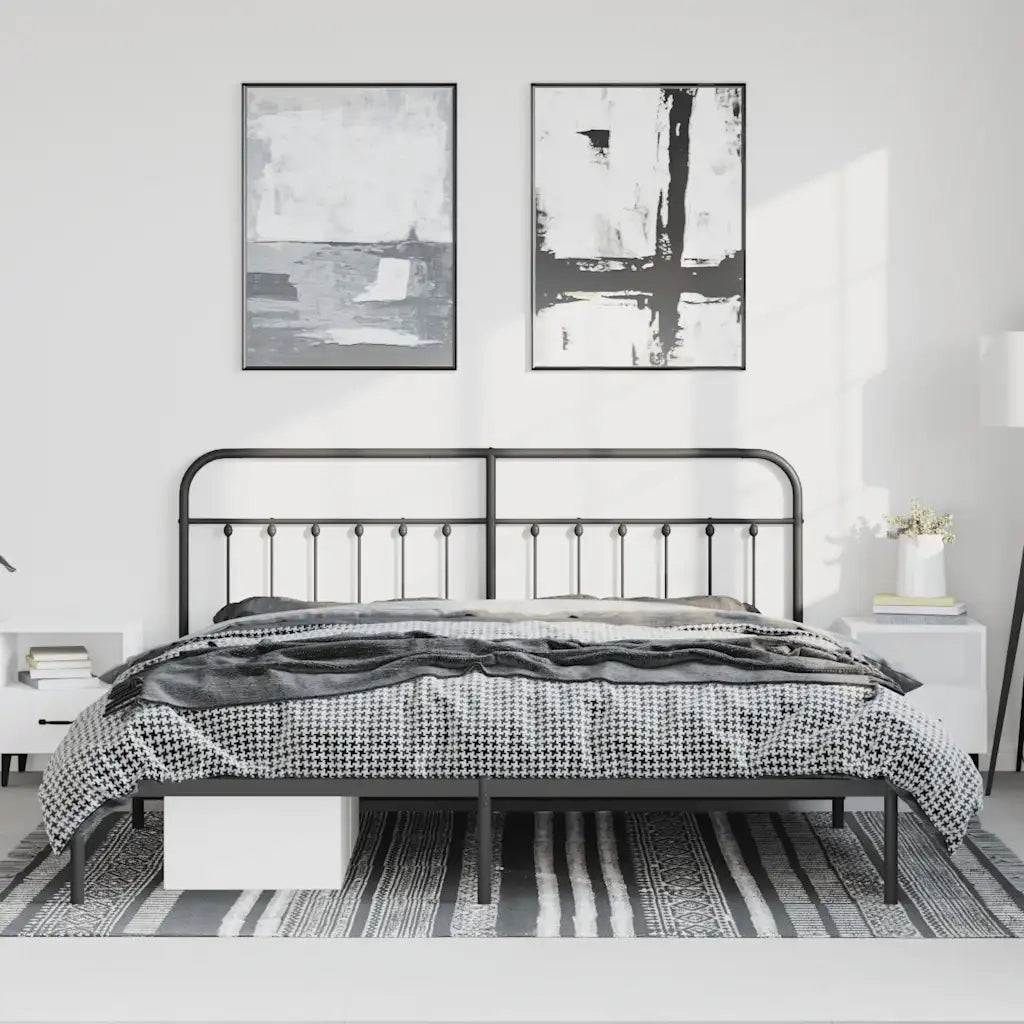 Giroletto con Testiera-Struttura Letto con testiera in Metallo Nero 183x213 cm 171726