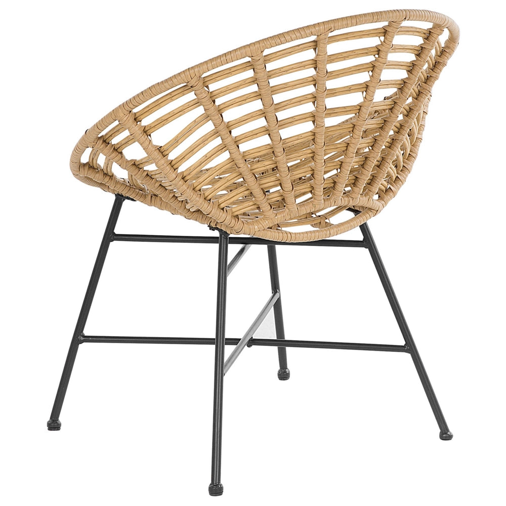 Set di 2 sedie da giardino gambe in metallo rattan sintetico marrone chiaro forma rotonda Boho