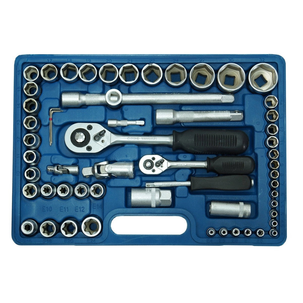 Trade Shop - Valigia Set Chiavi A Bussola 108 Pezzi Vanadium Con Cricchetto 108 Pz Vanadium -