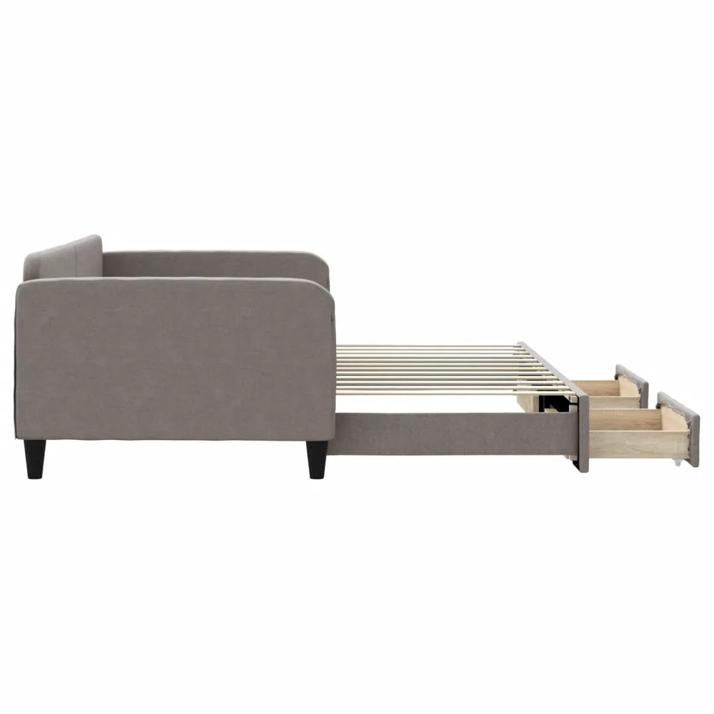 Divano Letto Estraibile con Cassetti Tortora 100x200 cm Tessuto
