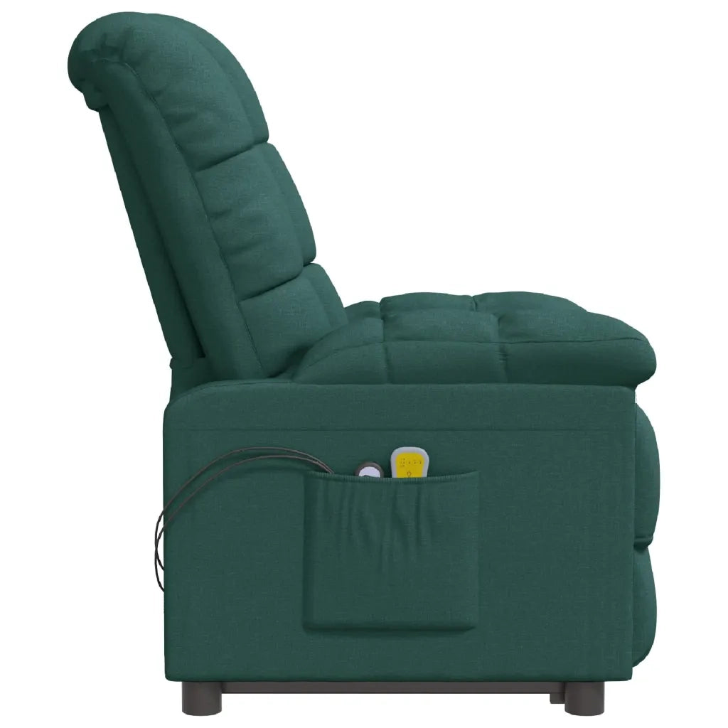 Poltrona Massaggiante Elettrica Verde Scuro in Tessuto 3073764