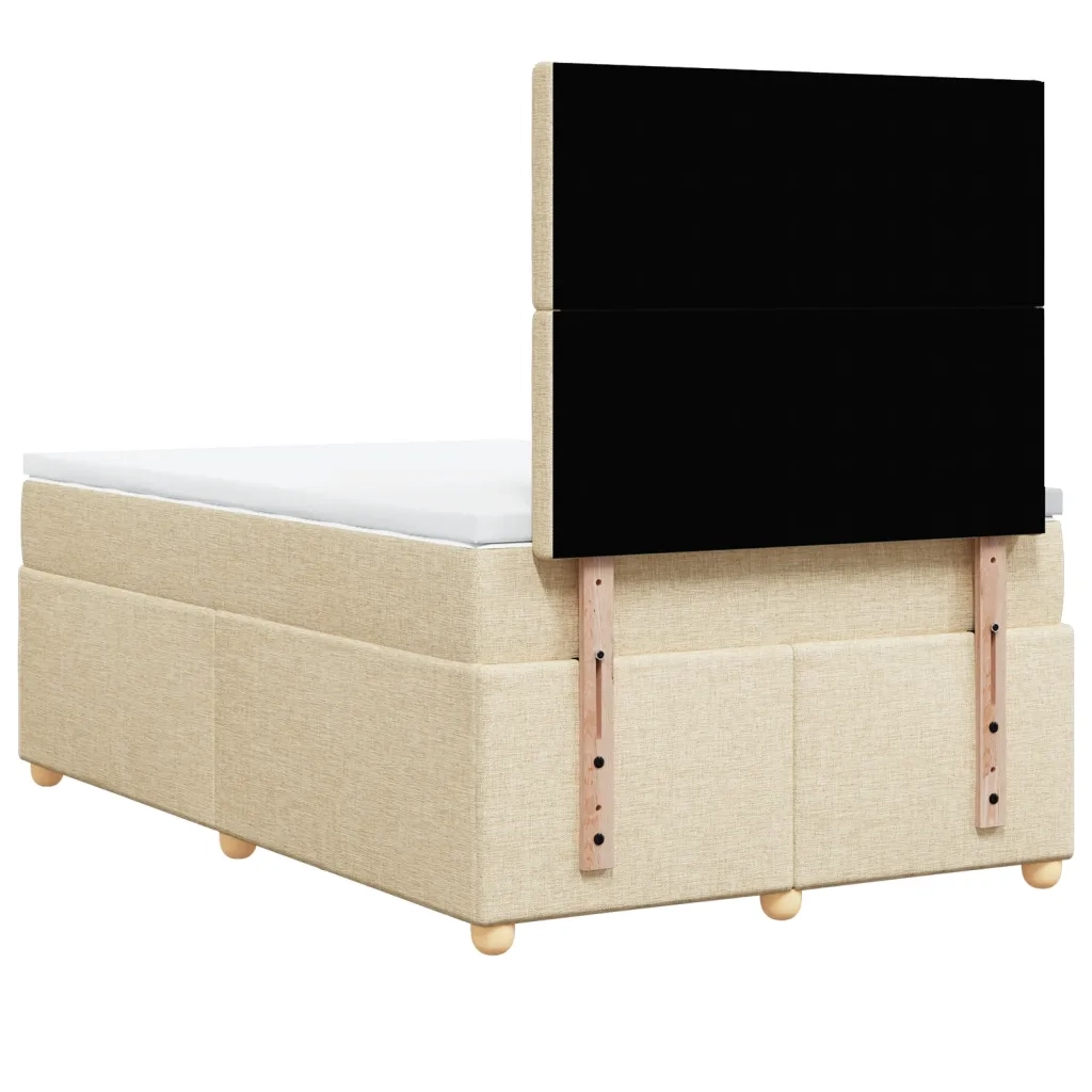 Giroletto a Molle con Materasso Crema 120x200 cm in Tessuto
