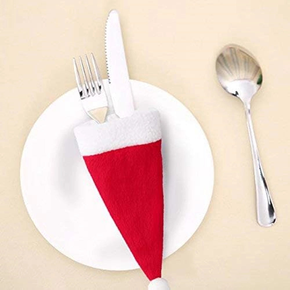 Trade Shop - 10pz Portaposate Forma Cappello Natale Per Decorazione Cucina Tavolo Bottiglia Vino Rosso -