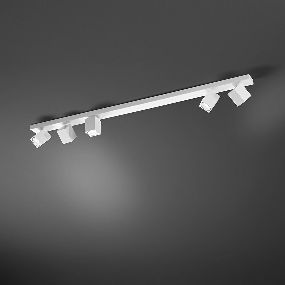 Spot Cubico Moderno Oddy Alluminio Bianco 5 Luci Gu10