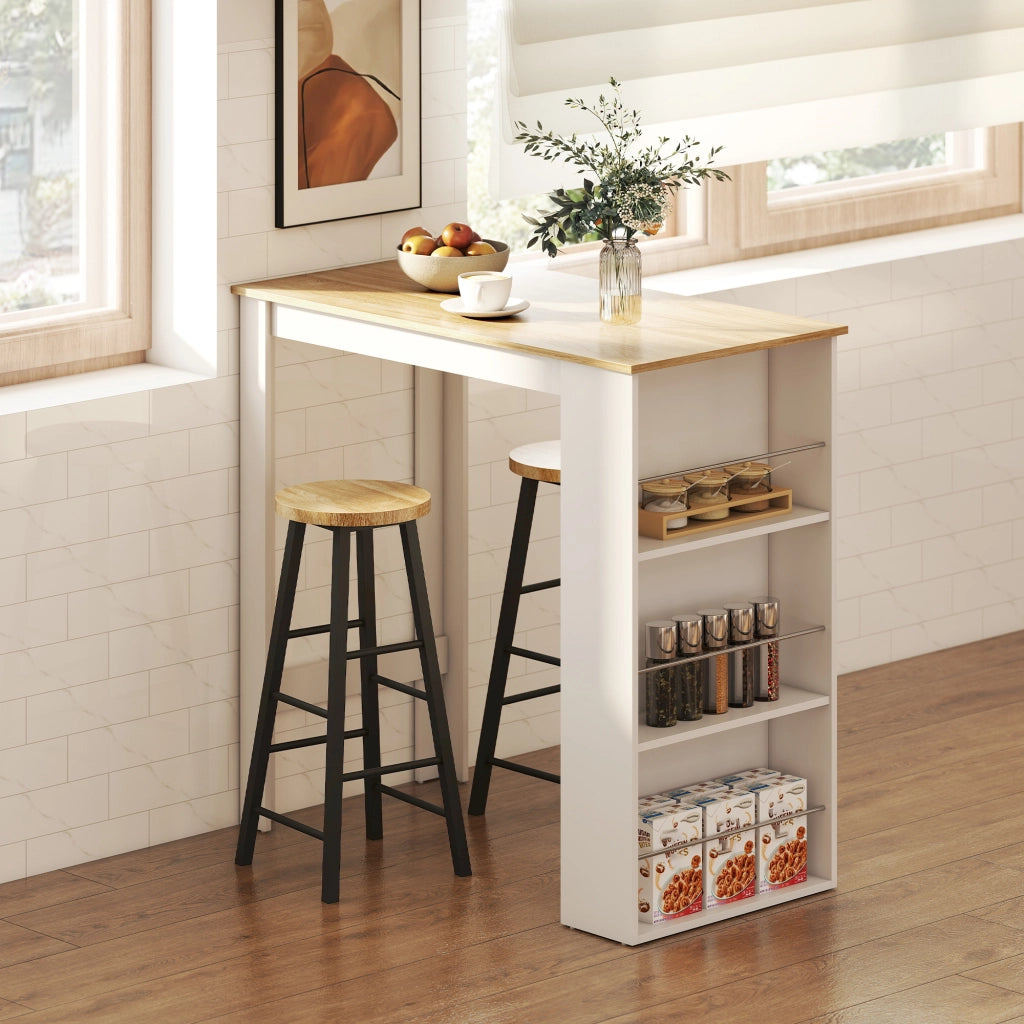 Tavolo alto da cucina ¨C Xylo ¨C 3 ripiani, effetto quercia chiaro e bianco, 112x57x106 cm