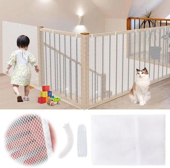 Rete di sicurezza per scale e balconi - 45 m x 09 m - Adatto per bambini e animali domestici.